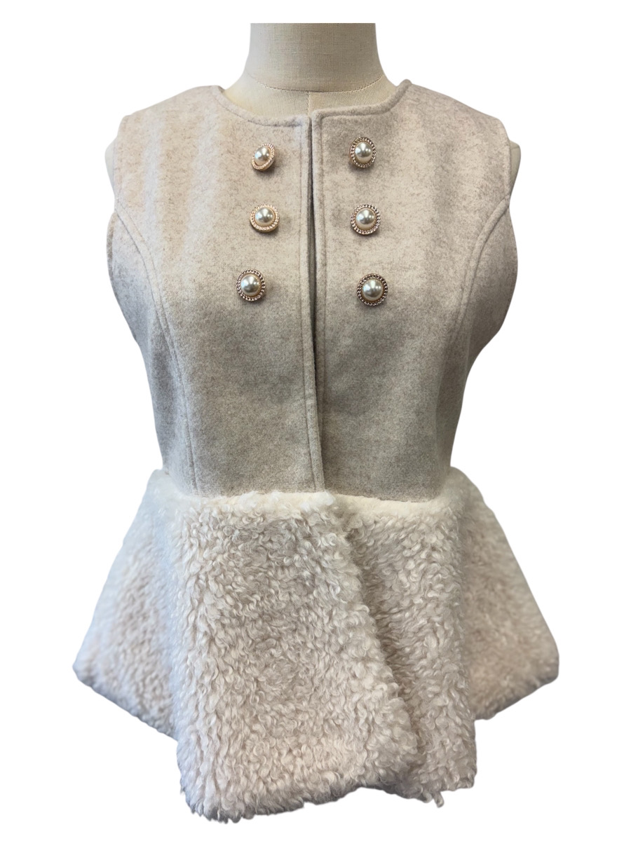 エコファー切替デコボタンペプラムジレ