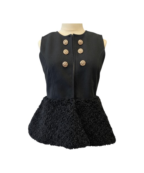 エコファー切替デコボタンペプラムジレ