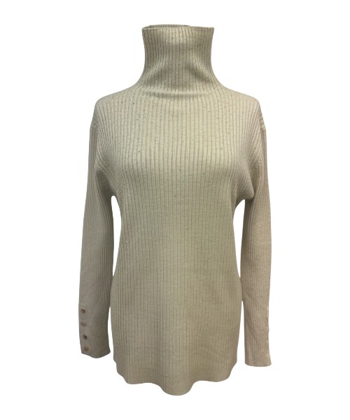 ラインストーンリブタートルニット