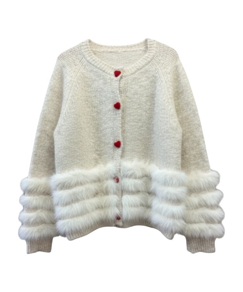 フェザーラインハートボタンニットカーディガン