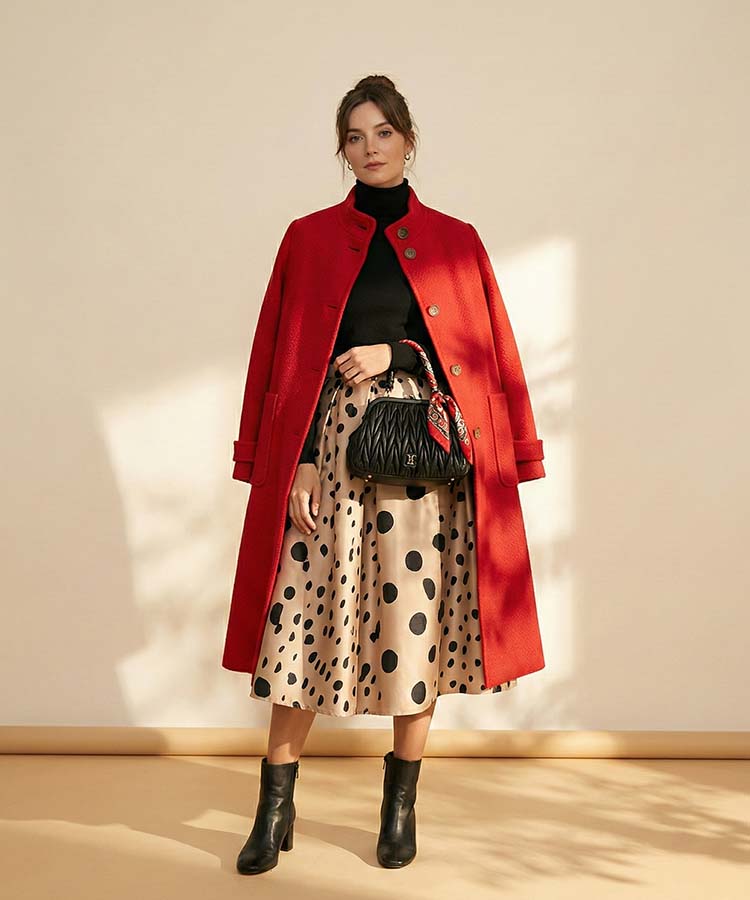 イタリアンファブリックスタンドカラーウールコート／日本製