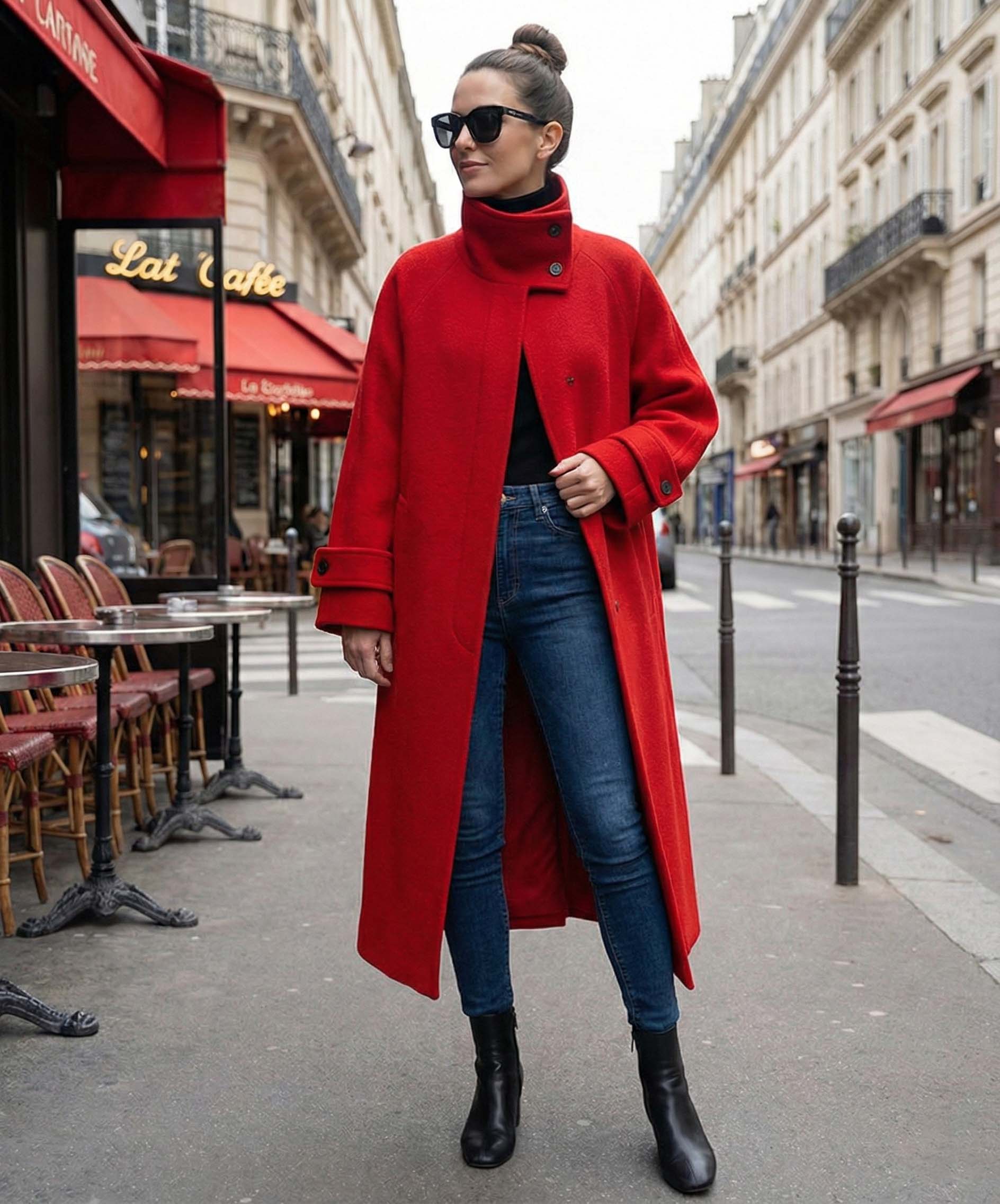 イタリアンファブリックビッグカラーウールコート／日本製